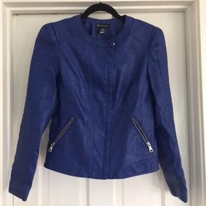 INC Blue Leather Jacket